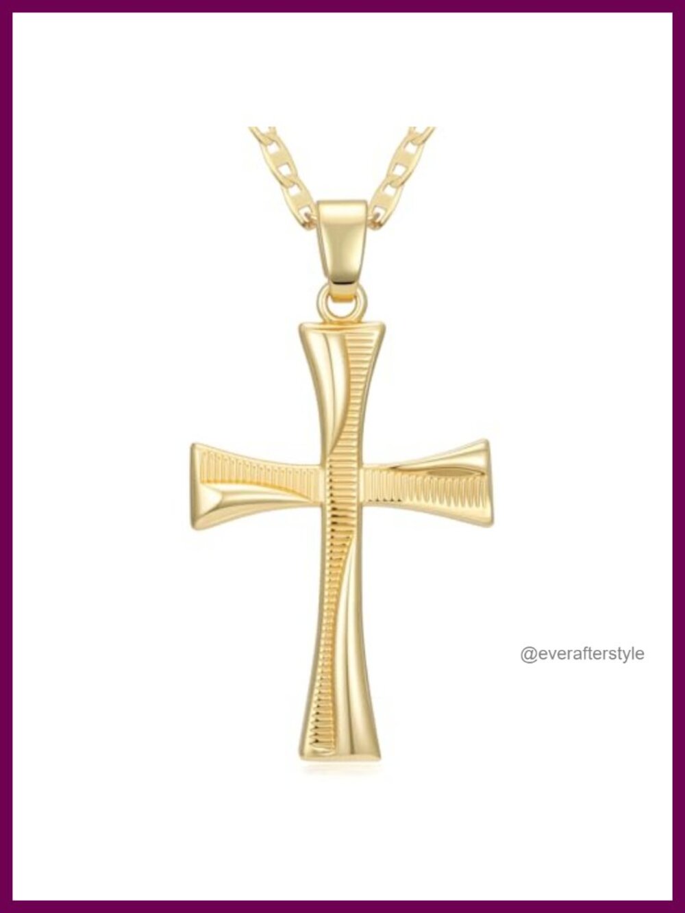 14k Gold Plated Cross Necklace Women Twisted Open Loop Pendant Religious Jewelry